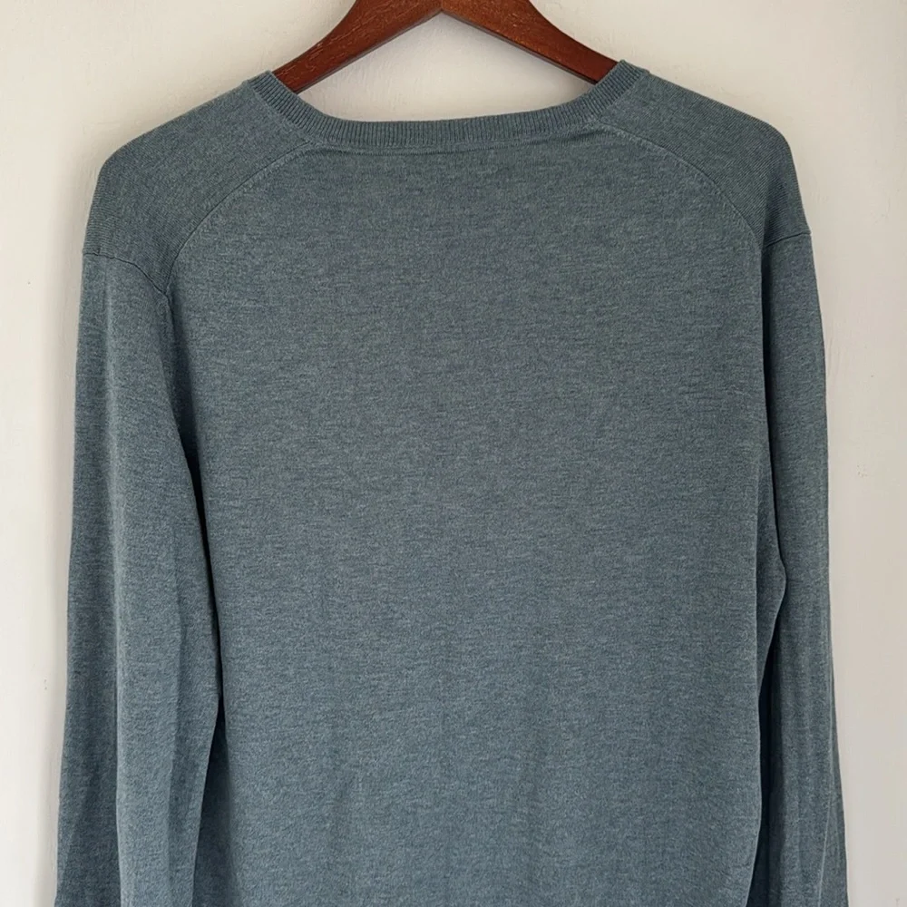 Banana Republic Sweater Mens Large Silk Cashmere V Neck Long Sleeve Gray Knit